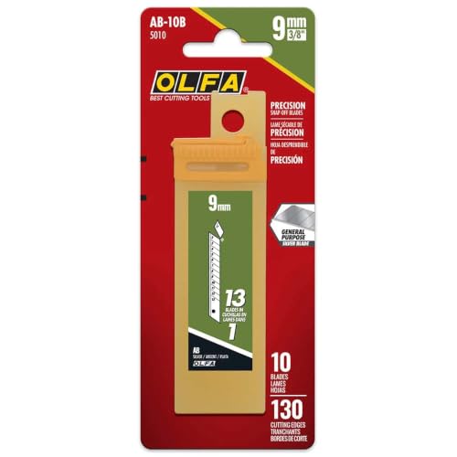 OLFA 9mm Precision Snap-Off Blades (AB-10B) - Japanese Steel, 10 Blades