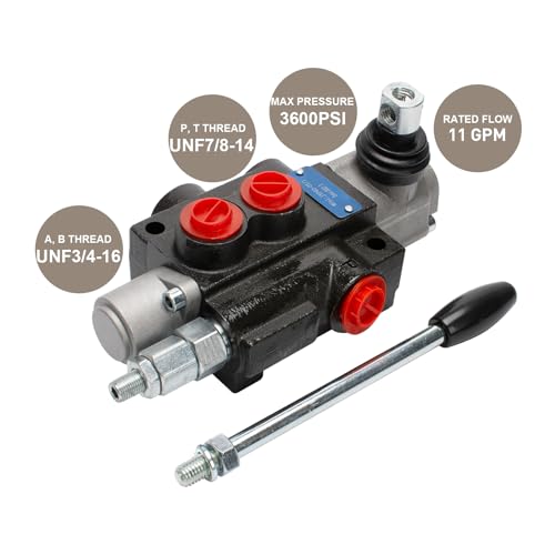 Hydraulic Control Valve with Joystick, 1 Spool 11GPM Hydraulic Directional Valve for Log Splitters, Tractors Loaders Black - size: 11GPM 1 Spool 1 Joystick