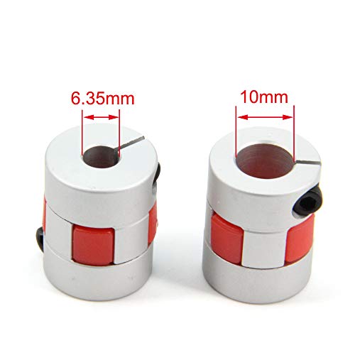 2PCS 6.35mm to 10mm Aluminium Plum Flexible Shaft Coupling Diameter20mm Length25mm 6.35x10mm Motor Connector Flexible Coupler for 3D Printer CNC Machine and Servo Stepped Motor(6.35x10mm) - size: D20 L25, style: 6.35x10mm