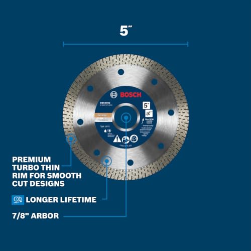 Bosch DBC0502 5 in. Premium Specialized Turbo Rim Diamond Wheel for Precise Cuts - size: 5 in