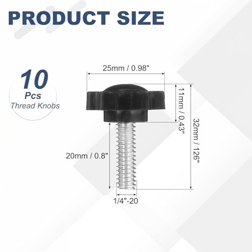 uxcell 10Pcs 1/4"-20 Star Knobs 0.8" Threaded Stud Male Clamping Knobs - size: 1/4"-20, 0.8"