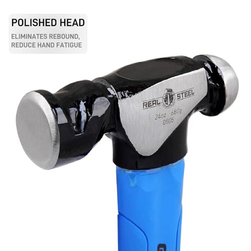 Real Steel Ball Peen Hammer 24 oz, Metalworking Tool Forged Steel Head Ball Pein Hammer Jacketed Graphite 0505 - size: 24 ounce