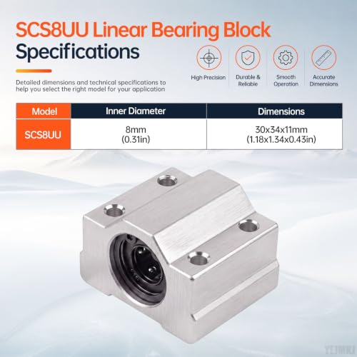 4PCS SCS8UU Linear Bearing Block Linear Ball Bearing Pillow Block