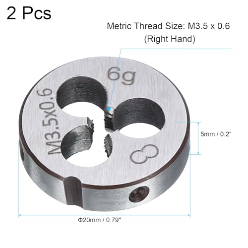 uxcell 2pcs Round Threading Die M3.5 x 0.6 Metric Thread Right Hand Screw Cutting Fixed Dies, Alloy Tool Steel Tapping Repair Tool - size: M3.5 x 0.6