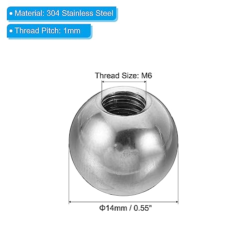 PATIKIL M6x14mm Ball Nuts Knob, 10 Pack Female Thread 304 Stainless Steel Round Blind Hole Screw Cap Cover for Lighting Machinery DIY Decoration, Silver - size: M6x14mm
