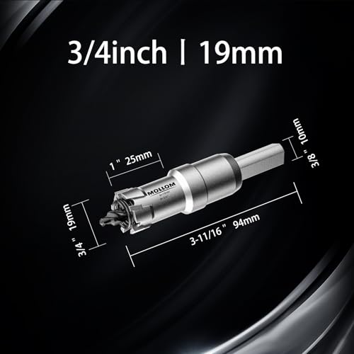 Mollom 3/4" (19mm) 2Pcs Heavy Duty Carbide Hole Saw with 3 Pilot bit - size: 19mm | 3/4" - 2PCS