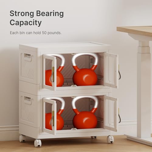 UAMFURI Stackable Storage Bins with Lids, 96QT Extra Large Storage Cabinets - color: White