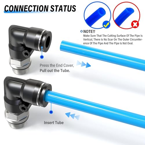 TAILONZ 4mm x 1/8" BSP Push to Connect Elbow Fitting 10Pcs - size: 4mm OD 1/8" BSP