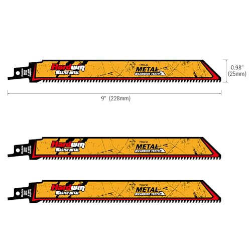 9-Inch Carbide Reciprocating Saw Blades for Metal, 8 TPI, 3-Pack - size: 9inch