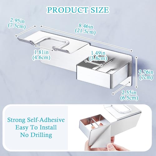 Hair Dryer and Straightener Holder Wall Mounted, Metal Adhesive Hair Tool Organizer for Blow Dryer, Curling Iron, Flat Iron, Bathroom Vanity Salon Barber Shops (Silver) - color: Silver