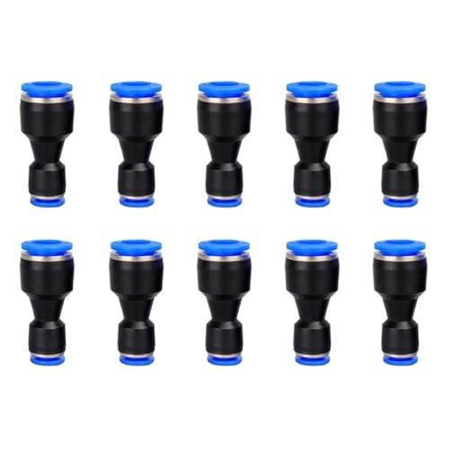Reducer Push to Connect Fitting, 1/2" to 3/8" Tube OD, Reducing Pneumatic Quick Connector Coupler (Pack of 10) - size: 1/2"-3/8“ Tube OD