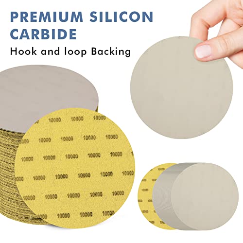 6 Inch 25 PCS 10000 Grit Wet Dry Sanding Disc Hook Loop Sand Paper - style: Grit 10000