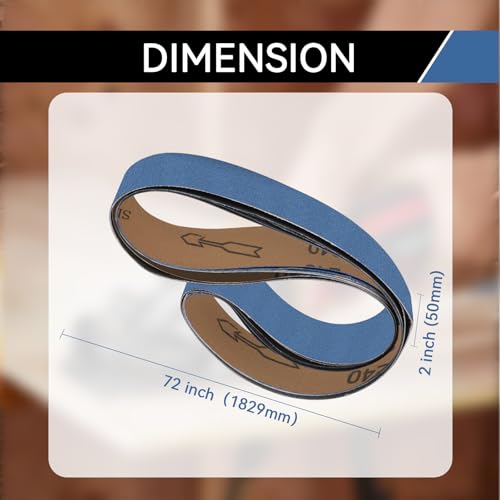 2x72 Inch Grinding Belts 10 Pcs 5 Grits Sizes (2 Each of 80/120/150/240/400 Grits) Heavy Duty Belt Sander Zirconia Sanding Belt Sander Paper for Wood, Metal, Stainless Steel, and Furniture - size: 2x72 inch