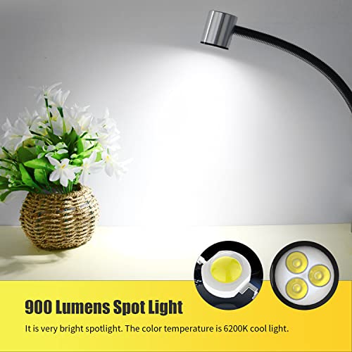 Led Machine Work Light, IP65 Water Proof Flexible Gooseneck Lamp 900 Lumens 120 Volt for Lathe Milling Drill Press Industrial Lighting, Install With Screws - size: Install with Screws