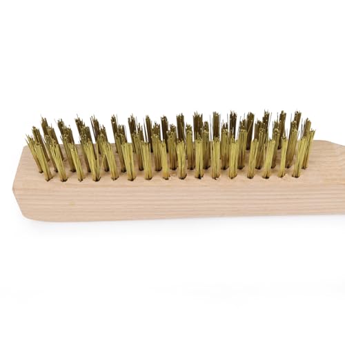 MAXMAN Brass Brush 10", 2Pcs Heavy Duty Brass Wire Brush, Rust/Weld Remover - style: 2Pcs Brass Brushes