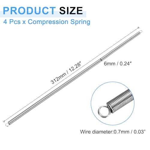 uxcell 4pcs Extension Springs 0.7x6x300mm/0.03x0.24x11.81in Extended Spring - size: 0.7x6x300mm/0.03x0.24x11.81in