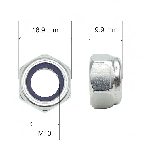M10-1.5 Nylon Insert Lock Nuts 36 Pack, 304 Stainless Steel Hardware Nuts - size: M10-1.5 (36 Pcs)