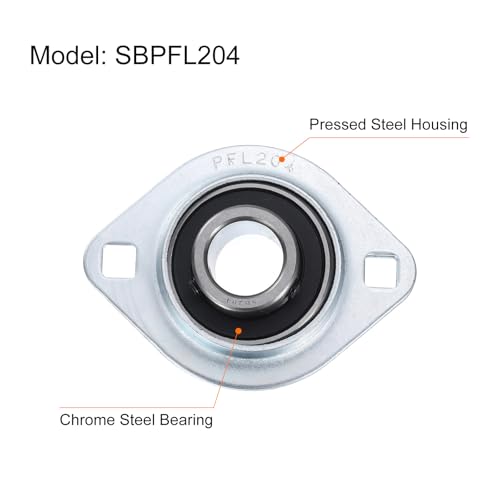 uxcell SBPFL204 Pillow Block Bearings 25/32" Bore Bearing Units Steel Flange Mounted Bearing Housing with Wrench - size: SBPFL204 (ID 25/32")