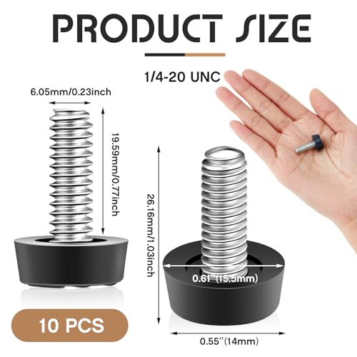 Hotop 1/4-20 UNC Thread Adjustable Furniture Levelers Screw in, 10 Pack