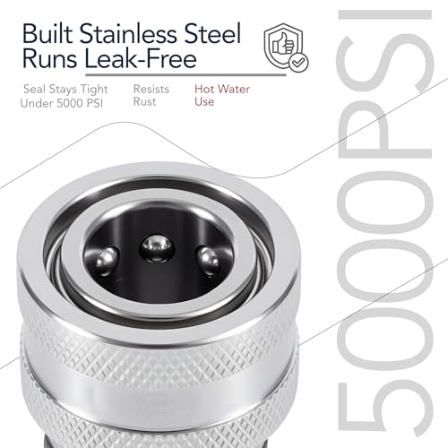 3/8 Inch Pressure Washer Quick Connect Fittings, Stainless Steel, 4-Piece - color: 4 Piece
