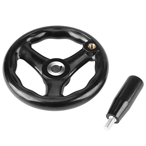 3 Spoke Hand Wheel 125mm/4.92inch Diameter Black Round Wheel Thread Hole 12mm/0.47inch Lathe Milling Machine Hand Wheel