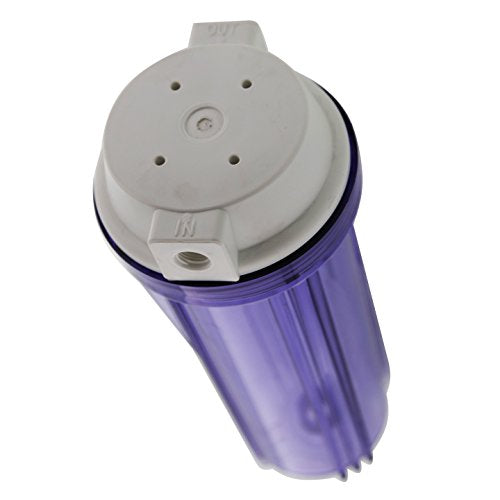 Hydronix HF2-10CLWH14, 10" Clear Housing with White Flat Cap For RO & Filtration Systems, 1/4" Ports