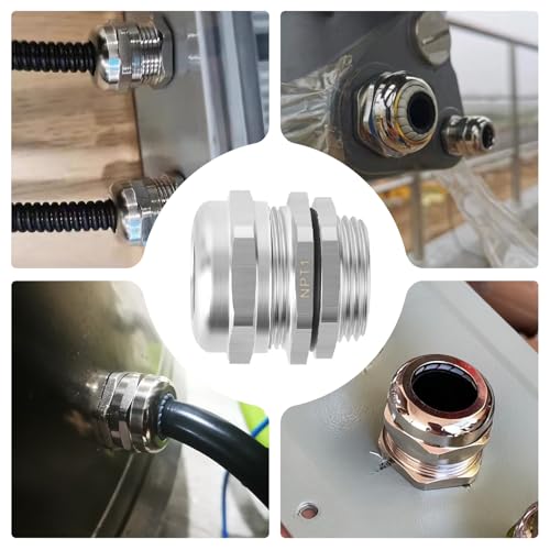 2pcs 1"NPT Nickel-Plated Copper Cable Gland, Metal Waterproof Cable Gland, Adjustable Cable Gland Protectors 18-25mm - color: With Nuts, size: 1" NPT