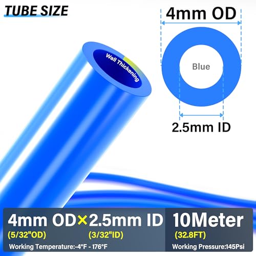 TAILONZ Blue 4mm OD 2.5mm ID PU Air Hose Pipe Tube Kit 10 Meter 32.8ft - color: Blue, size: 4mm OD/32.8ft/10m