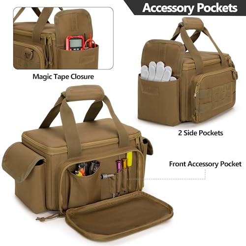 Rexmica Small Tool Bag Tool Storage Organizer Tactical Range Bag, Khaki - color: Khaki