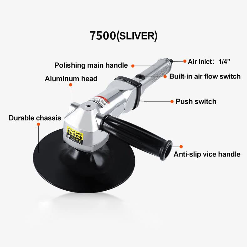 7" Pneumatic Sander Polisher, 2500 RPM Variable Speed Air Sanding Tool