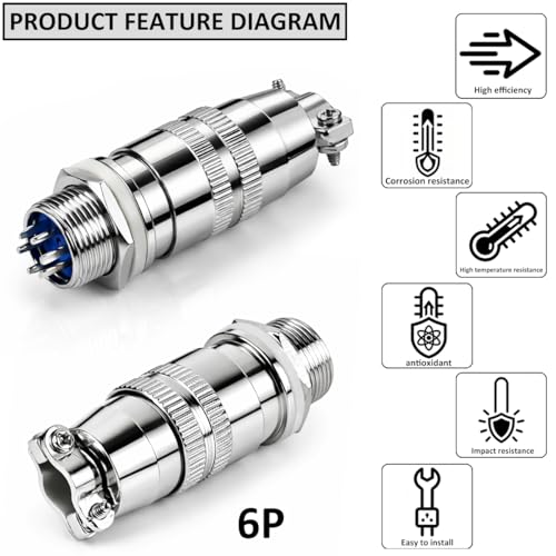 CLYXGS 4 Pack XS12 Aviation Plug Connector, 6 Pin 12mm Push-Pull Circular Connector, 6A 250V Quick Disconnect Wire Cable Male & Female Plug Socket Kit for Industrial, Automotive, and Marine - style: XS12-6