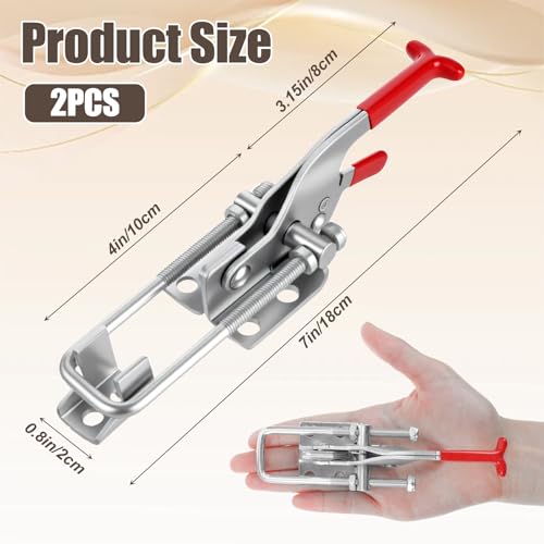 Heavy Duty Toggle Clamp Capacity 2000lbs, 304 Stainless Steel Adjustable U Bolt Self-Lock Latch for Tire Carrier, 90 Degree Lock for Cam Sliding Door