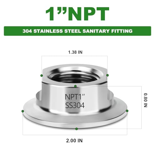 TAISHER 2PCS 1.5" Tri Clamp to 1" NPT Female 304 SS Sanitary Fitting - size: 1" FNPT