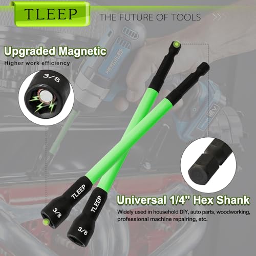 150mm 3/8" Magnetic Nut Driver Set for Impact Drill, 1/4" Hex Shank - size: H.3/8"