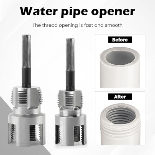 Integrated Internal & External Pipe Threading Tool,Pipe Thread Cuttings Tool,1/2'' 3/4'' Dies,Pipe Sizes Rethreading Tool,Dual-Function Pipe Thread Cutting Tool,for Drill Cutting Threading