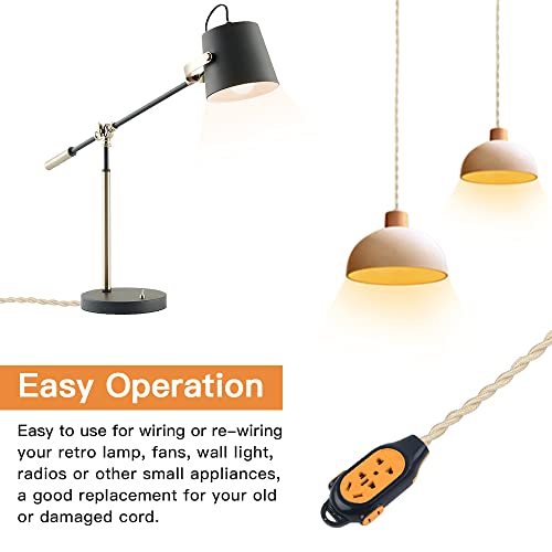 Helunsi 32.8 ft Twisted Cloth Covered Wire, 18/2 Champagne Gold Lamp Cord - color: Champagne Gold