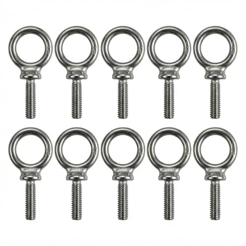 HomelyNest Eye Bolt 1/4"-20 x 1 - Heavy Duty 304 Stainless Steel Shoulder Eye Bolt for Lifting, Marine Grade, Wood, 10 Packs - size: 1/4
