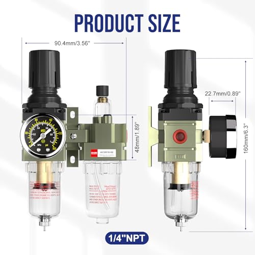NPT 1/4" Air Compressor Water Separator Filter Pressure Regulator - color: Semi-auto Drain Kit, size: 1/4"NPT