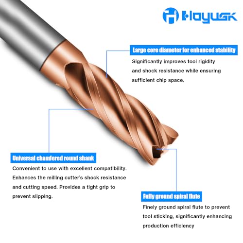 3/8" Carbide End Mills - 4 Flute Square End Mill with AlTiN Coating, HRC 55 Deg, 4T Tungsten Milling Bits for Stainless Steel, Hardened Steel, Cast Iron, Copper, Alloys & More - size: 3/8 in
