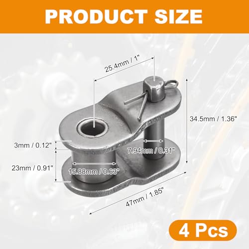 PATIKIL 4Pcs #80 Roller Chain Offset Link Half Links for 16A Chain - size: 16A #80