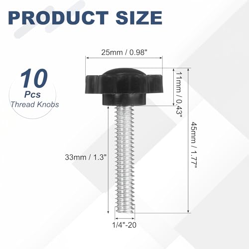 uxcell 10Pcs 1/4"-20 Star Knobs 1.3" Threaded Stud Male Clamping Knobs - size: 1/4"-20, 1.3"