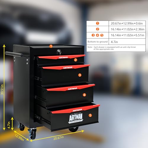 4-Drawer Rolling Tool Chest, Lockable for Garage,Black - color: Black, size: 4-Drawers