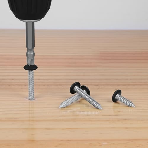 100 PCS #10 x 1 Wood Screws, Alloy Steel Truss Head Self Tapping Screws, Black Head, Full Thread, Screwdriver Bit Included - color: Black, size: #10 x 1"