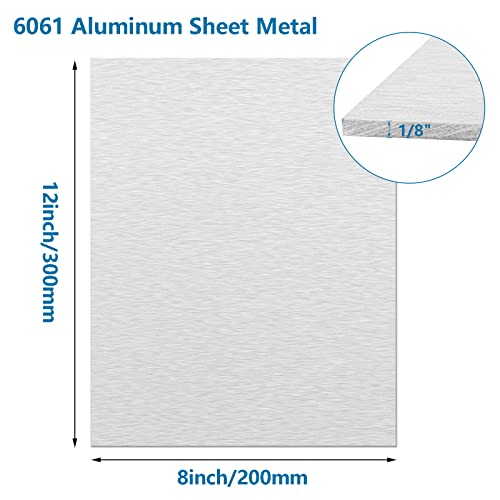 2Pack 1/8Inch Thick Aluminum Sheet Plate, 8" x 12" 6061 Aluminum Plates - size: 8x12", style: 2PCS-1/8"