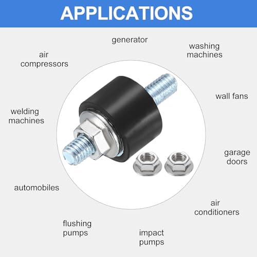 uxcell M5 x 12mm Rubber Mounts, 10 x 15mm Cylindrical Anti Vibration Isolator Studs Shock Absorber Double Studs with Nuts for Car Bobbin Generator Air Compressors - size: M5 x 12mm, 10 x 15mm