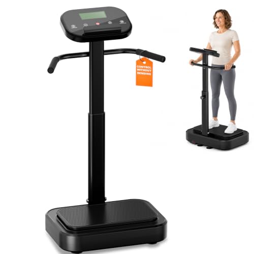 Vibration Plate with Handles for Lymphatic Drainage,Low-Impact Workouts - color: Black