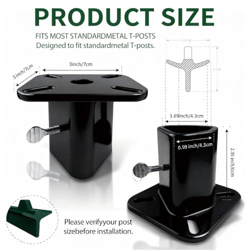 T-Post Mounting Plate Bracket Steel Universal(Set of 2)