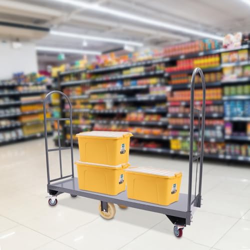 U-Boat Steel Cart, 2000lbs Load Narrow Aisle U-Boat Platform Truck Dolly Industrial Transporting Hand Truck Capacity Heavy Duty Utility Cart with Six Wheels for Warehouses Storage Rooms