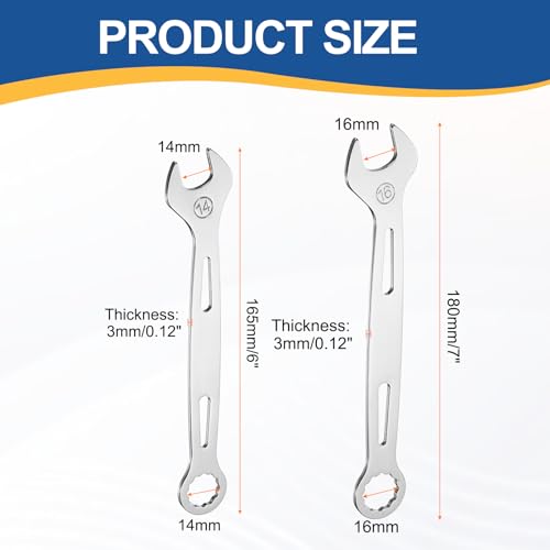 HARFINGTON 2Pcs Combination Wrench 14/16mm Metric 12-Point Box and Open End - size: 14mm/16mm