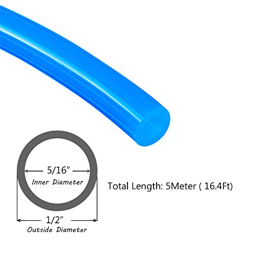 Beduan Pneumatic Tubing Pipe 1/2" OD Blue Air Compressor PU Line Hose Tube for Water Fluid Transfer 5Meter 16.4ft - color: Blue, size: 1/2" OD-16.4ft